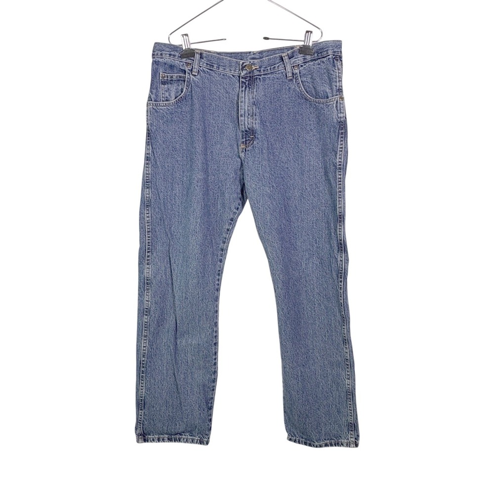Wrangler Rugged Wear Jeans Mens 38x32‎ Blue Excellent Straight Leg Denim Pants